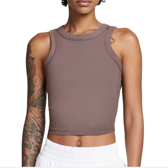 Nike Tops - New Nike One Fitted Women's Dri-FIT Cropped Tank Smokey Mauve Size Med
